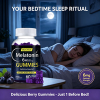 Gommes à la mélatonine pour l'aide au sommeil nocturne, saveur naturelle de baies, 60 unités, végétaliennes, favorisent la relaxation et le cycle du sommeil, OEM ODM