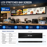 Pantalla LCD Ultra Ancha de 24 Pulgadas, Señalización Digital con WiFi, USB y RJ45 para Publicidad en Estantes de Supermercados