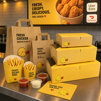 Boîte à emporter pour aliments imperméable personnalisée, boîte en papier kraft gaufré pour poulet frit, restauration rapide