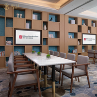 Ensemble de mobilier commercial JEILI pour restaurant : table et chaises de salon modernes avec plateau en marbre et structure métallique