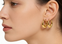 Pendientes de Aro Gruesos Vintage con Bola, Chapados en Oro de 14K, de Acero Inoxidable Antideslustre, Joyería para Fiesta de Mujer
