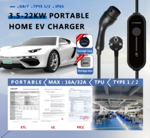 เครื่องชาร์จไฟฟ้ากระแสสลับแบบพกพา 9.6kW ปรับได้ J1772 (Type1) สำหรับรถยนต์ 32A - Product Image 2