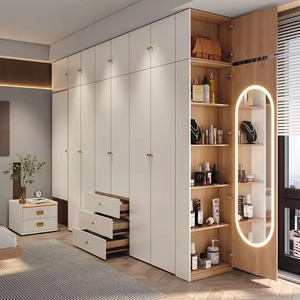 Armoire sur mesure pour toute la maison, style contemporain blanc chaud, rangement personnalisé en panneaux de particules, meuble de chambre à coucher - Product Image 1