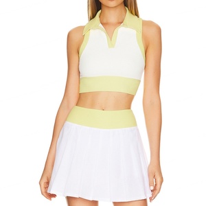Conjunto de Tenis Plisado en Color Contrastante para Mujer, 86% Nailon, 14% Elastano, Ropa Casual para Damas - Product Image 2
