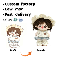 Poupée en peluche en coton personnalisée Kawaii Girl, figurine en peluche personnalisée avec tresses et chapeau de paille, tenue adorable pour adolescentes