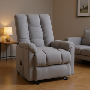 เก้าอี้ปรับเอนกำมะหยี่สีเทาอ่อนแบบปรับด้วยมือ 1 ที่นั่ง ดีไซน์ร่วมสมัยสำหรับห้องนั่งเล่น - Product Image 2