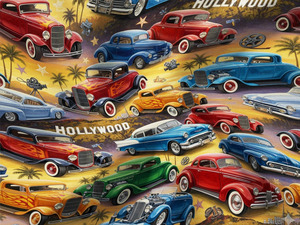 Tissu en coton imprimé voitures vintage et hot rods au mètre – Textile 100 % coton de qualité supérieure pour le patchwork, la couture, les vêtements et les loisirs créatifs - Product Image 5