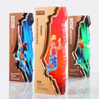 Nouveau trophée en bois massif fabriqué en Chine, médailles de championnat créatives en acrylique sur mesure, événements sportifs, compétitions de basket-ball et de football