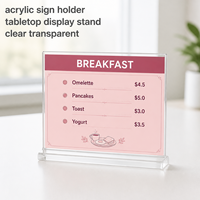 Support de menu en acrylique transparent double face pour table, idéal pour café, bistrot, boulangerie, menu de desserts