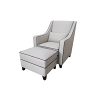 Fauteuil d'hôtel moderne et confortable, blanc, pour hall d'hôtel, villa, appartement, ensemble de fauteuils rembourrés à dossier haut avec ottoman pour salon