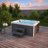Jacuzzi autoportant extérieur moderne en fibre de verre avec massage par remous, bain à remous extérieur