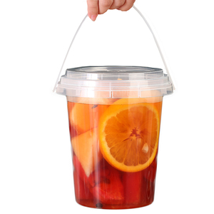 Tùy Chỉnh Logo In Dùng Một Lần 32Oz Uống Tươi Takeaway Trái Cây PP Cốc Nhựa Xô Với Tay Cầm Và Nắp - Product Image 5