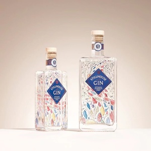 <span class=keywords><strong>Flat</strong></span> Hip Flask Vodka rượu nắp chai các nhà sản xuất 500ml 700ml 750ml siêu Flint Glass Whisky chai với Nắp bằng gỗ - Product Image 6