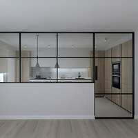 Soluciones para espacios pequeños, cocina rústica, biblioteca, estudio, ventanas y puertas, barras en T, esquina con vaina de vidrio, Colección moderna única