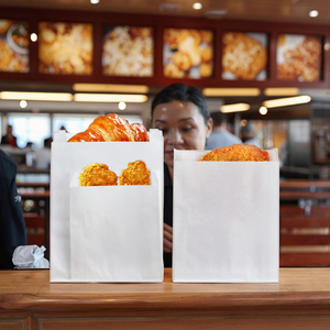 Dùng một lần thân thiện với môi trường dầu bằng chứng Trắng Kraft túi giấy bao bì thực phẩm, được sử dụng cho takeout gà chiên bánh quy bánh - Product Image 4