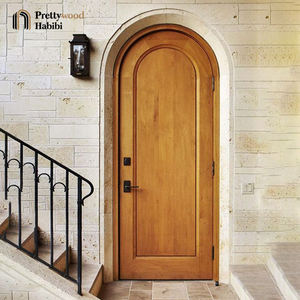 Prettywood pintu gaya Australia Vintage desain Interior atasan bulat Satu Panel kayu Solid pintu Interior melengkung - Product Image 1