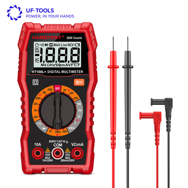 HT108L Popular Small Digital Multimeter with Backlight Measuring Ampere Ohm Resistance Voltage Multitester for Sale