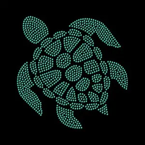 Custom Rhinestone heat transfers for t-shirts Turtle Sea Ocean Animal Rhinestone Iron On Transfer Hotfix Bling