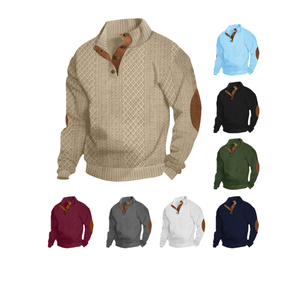 Pulls pour hommes en gros, style rétro décontracté, col en V boutonné, grandes tailles, pour le commerce international - Product Image 1