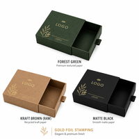 Boîte en papier ondulé kraft vert forêt écologique avec logo personnalisé, boîte à tiroir de luxe pour bijoux, cosmétiques, soins de la peau, emballage cadeau, petites boîtes coulissantes