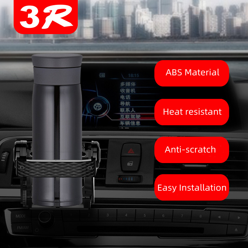 3R 2141 Universal Car Cup Holder - Multi-functional Plastic Drink Holder for Vehicles