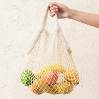 Long manche lavable réutilisable toile coton chaîne fruits maille filet sac épicerie fourre-tout maille sacs pour légumes