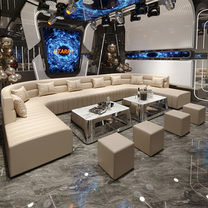 Set di Divani Personalizzati per KTV e Bar, Arredamento <span class=keywords><strong>VIP</strong></span> per Lounge Hookah, Divano in Pelle a Forma di U e L per Nightclub, Mobili di Lusso per Bar - Product Image 5
