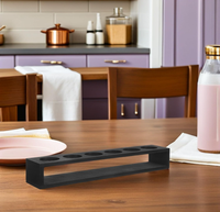 Support à Verres à Vin en Bois Noir à 6 Trous, Présentoir Moderne Étanche pour Outils de Bar, Organisateur de Verres pour Comptoir de Bar