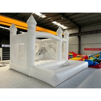 Château gonflable commercial blanc avec toboggan, en PVC, pour mariage, combo château gonflable pour location d'événements et fêtes