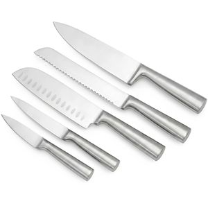 Juego de 5 cuchillos de cocina de acero inoxidable con hoja pulida para cocinar y cortar - Product Image 5