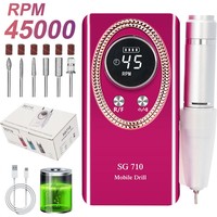 Machine à ongles électrique professionnelle rechargeable 45000 tr/min, lime à ongles portable sans fil pour l'élimination des ongles en acrylique et en gel