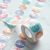 Rouleau d'autocollants de 1.5 pouces cercle autocollants de merci pour les petites entreprises avec logo imprimé personnalisé pour l'expédition