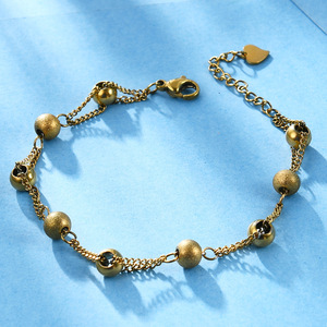<b>Gold</b> Rose <b>Gold</b> Ball <b>Bead</b> <b>Bracelet</b> Adjustable Stainless Steel Jewelry Gift - Product Image 4