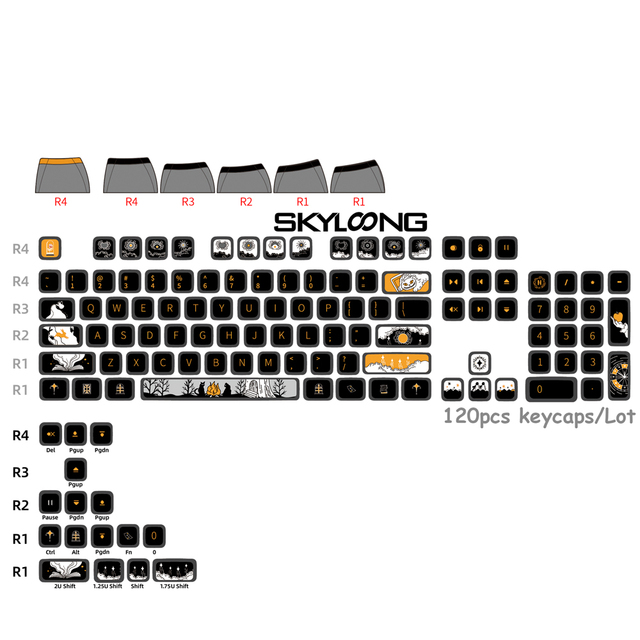 New Skyloong PBT Sublimation Transparent Pudding Mechanical Keyboard Keycap for Dark Tales Theme