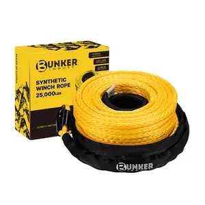 BUNKER INDUST 100FT 25000lbs 3/8 pulgadas 4WD Off Road Car Cuerda de cabrestante sintética para 4x4 ATV UTV SUV Recuperación