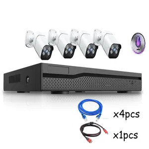Kit de vigilância por vídeo nvr 8ch 5mp, conjunto de 4 peças de câmera de segurança 8 canais, gravação de áudio e vídeo