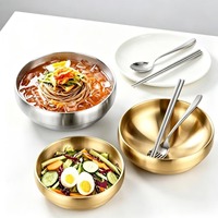 Bol à ramen coréen en acier inoxydable à double paroi, écologique, poli, grande capacité, empilable, pour restaurant et usage domestique