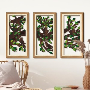 KingWIN Wooden Wall Hanging Ornament <b>Framed</b> Brown <b>Plant</b> Design For Living Room Bedroom Home Decor - Product Image 3