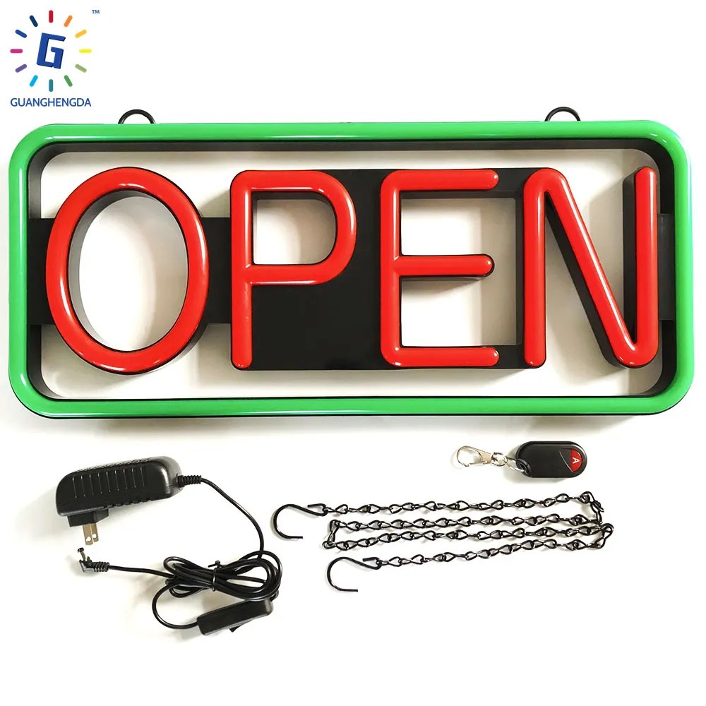 Led Sign Light Manufacturer Wholesale Green Color LED Neon Open Sign Light For Business With ON Off Switch For Any Shop Led Open Sign