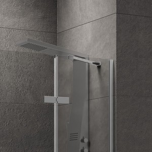 Kamalu KT1000AS moderno 80x120 con telaio quadrato in alluminio a doppia foglia per doccia impermeabile in acciaio spazzolato per bagno - Product Image 4