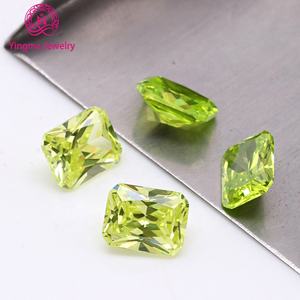 Piedras preciosas de circonita cúbica sueltas de buena calidad, forma de Octágono rectangular de 4*6mm a 10*12mm, <span class=keywords><strong>Zirconia</strong></span> cúbica sintética de Color verde manzana especial - Product Image 1
