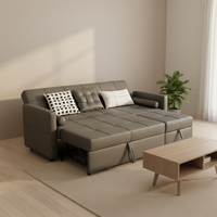 Sofá Cama Convertible Moderno de Tela Italiana con Colchón, Plegable, de 2 Plazas, para Apartamento u Hotel, Sofá Cama para Sala de Estar