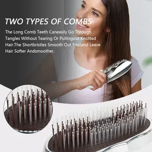 Hot Items Negative Ion Hair Care Brush Electroplated Silver Hair Brush Premium Metallic Hair Comb Wet And Dry Shampoo Comb