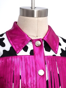 <b>Girls</b> <b>Cow</b> Costume Fringe Vest High Waisted Shorts <b>Cow</b> Print Metallic Two Piece Set Country Dance <b>Outfit</b> Kids Performance Custom - Product Image 3