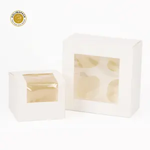 Caixa de embalagem de pastelaria branca reciclada eco friendly com janela