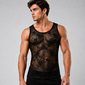 Canotta da Uomo Sexy in Pizzo Traspirante Stile Casual - Hot Intimates Gay all'Ingrosso - Pura Seduzione - Canotta Modellante per Uomo - Product Image 1