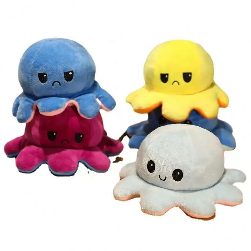 Venta caliente bajo MOQ Peluches Juguetes pulpo Flip Reversible felpa pulpo almohada