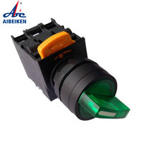 Interrupteur rotatif sélecteur à bouton-poussoir 22 mm, 3 positions, 1NO1NC, maintien, LED verte, 12V 220V