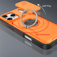 Funda Protectora para Teléfono con Cubierta Deslizante para Cámara, para iPhone 17 16 15 Pro Max, con Anillo de Soporte de 360 Grados, Anticolisión, TPU y PC