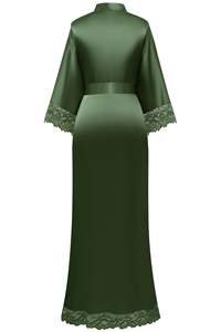 Satin Robe Silky Long Bridesmaid Wedding Lightweight Bath Robe With Lace Trim